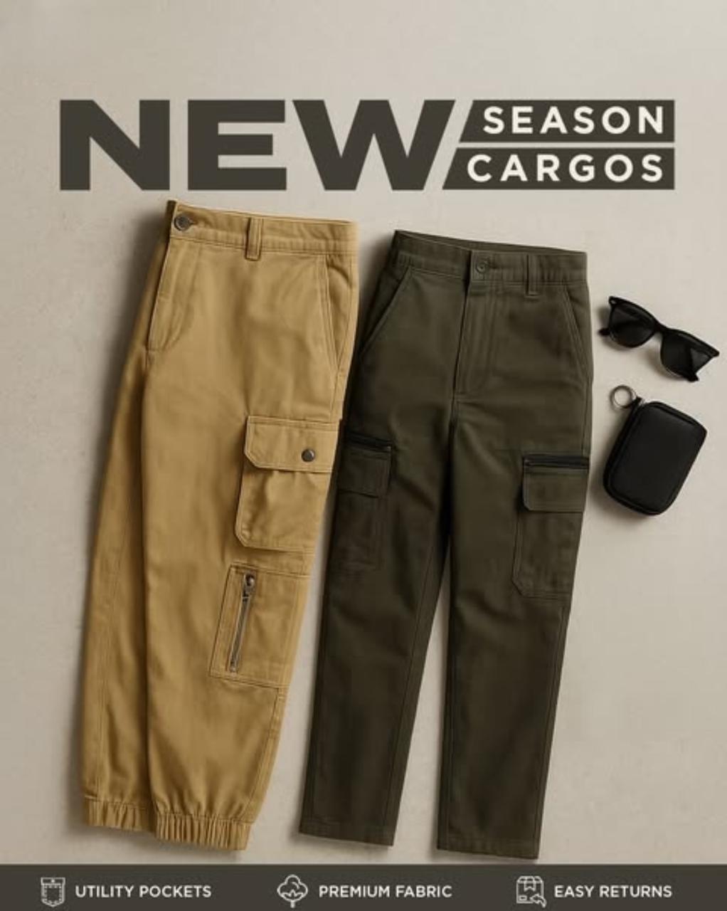 NEW MEN SUMMER CARGO TROUSERS (PACK OF 2)