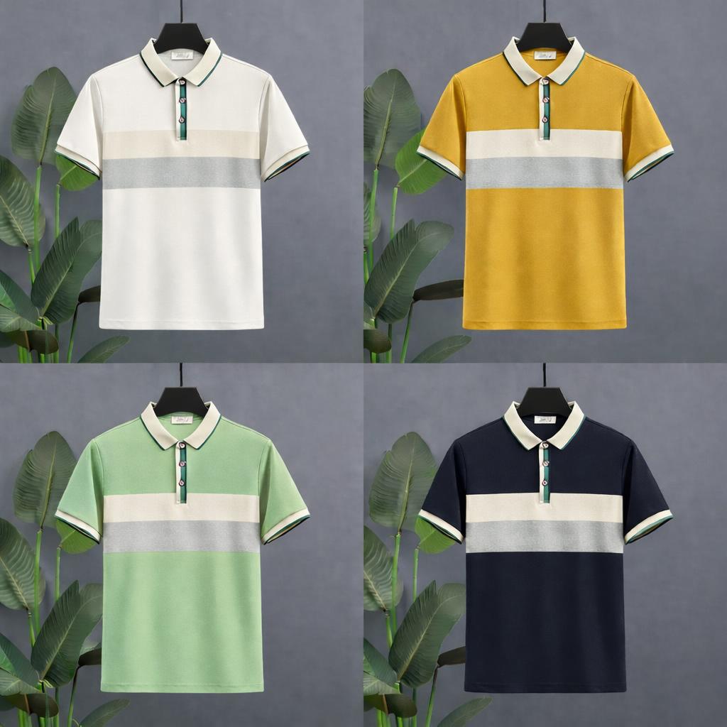 Men’s Essential Color-Block Polo Set (4-Pack)