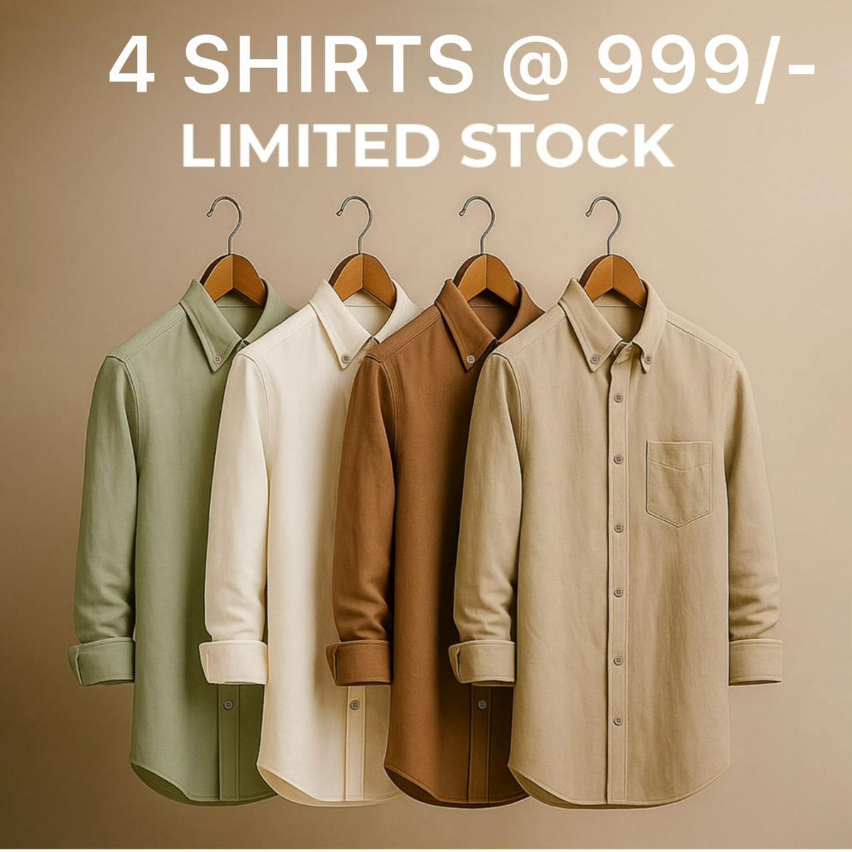 COTTON SOLID SHIRT SLIM CASUAL (PACK OF 4) WW1