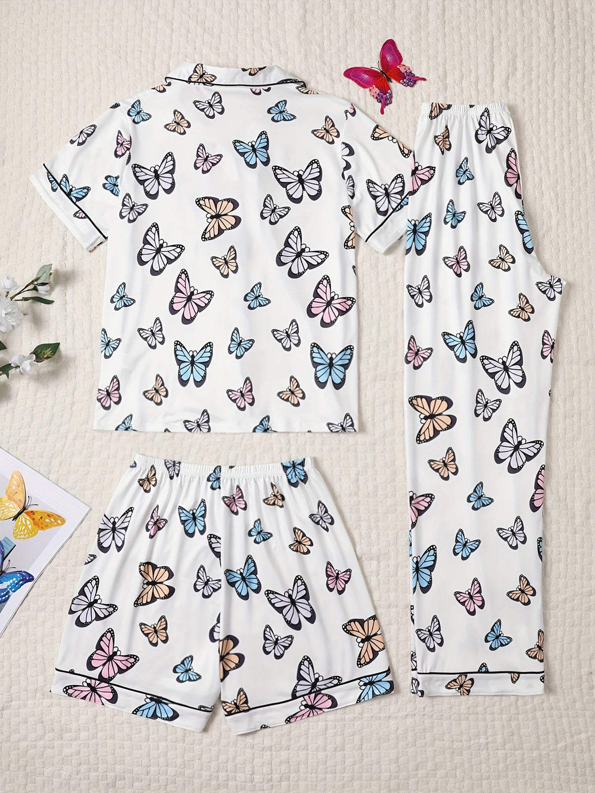 Butterfly Bliss Nightwear Set (3-Piece Combo)