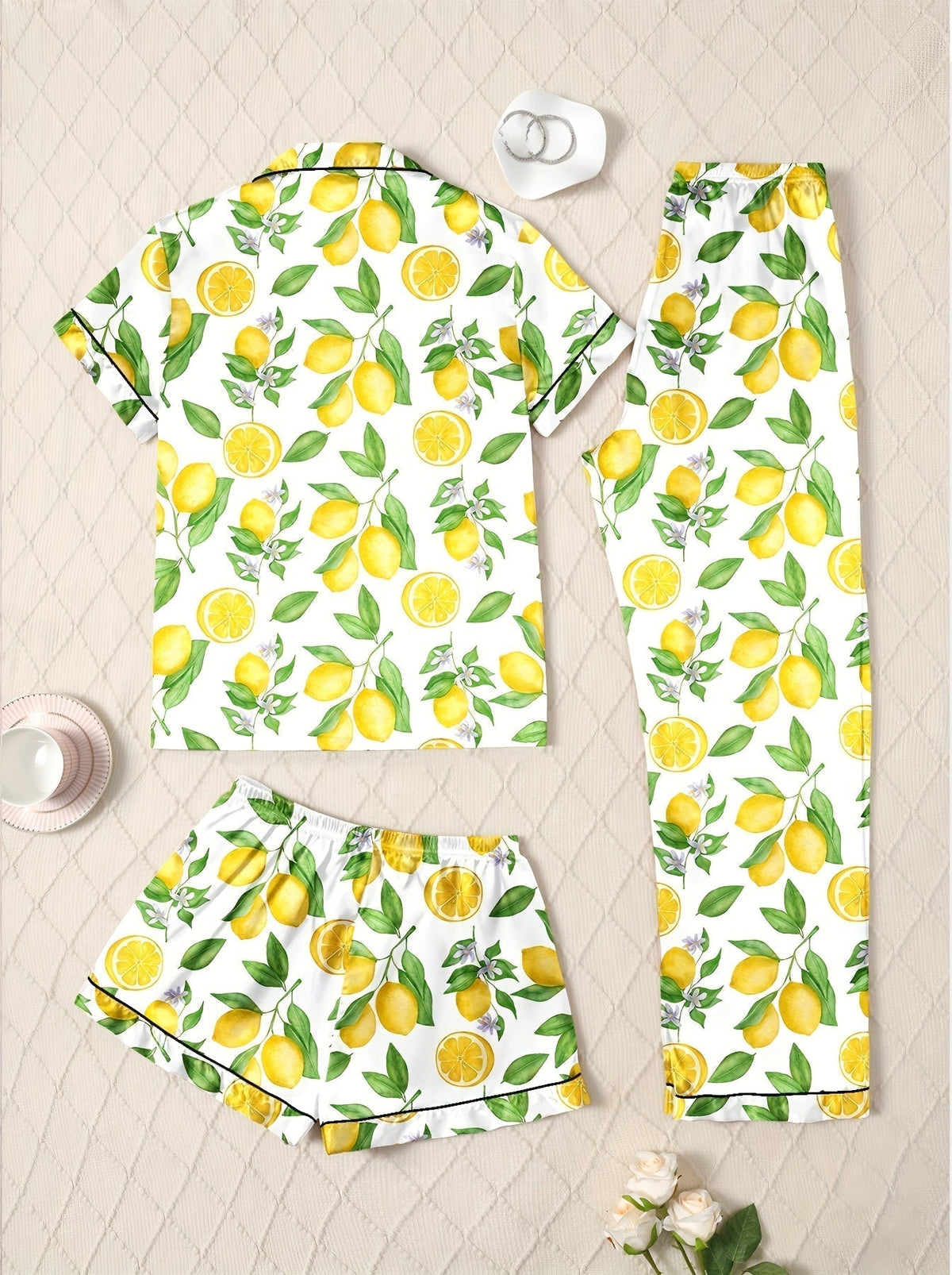Lemon Fresh Nightwear Set (3-Piece Combo)