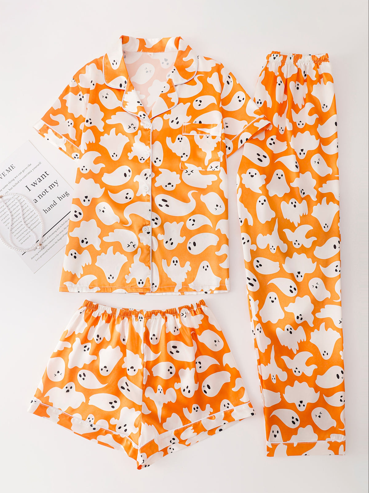 Spooky Ghost Vibes Nightwear Set (3-Piece Combo)