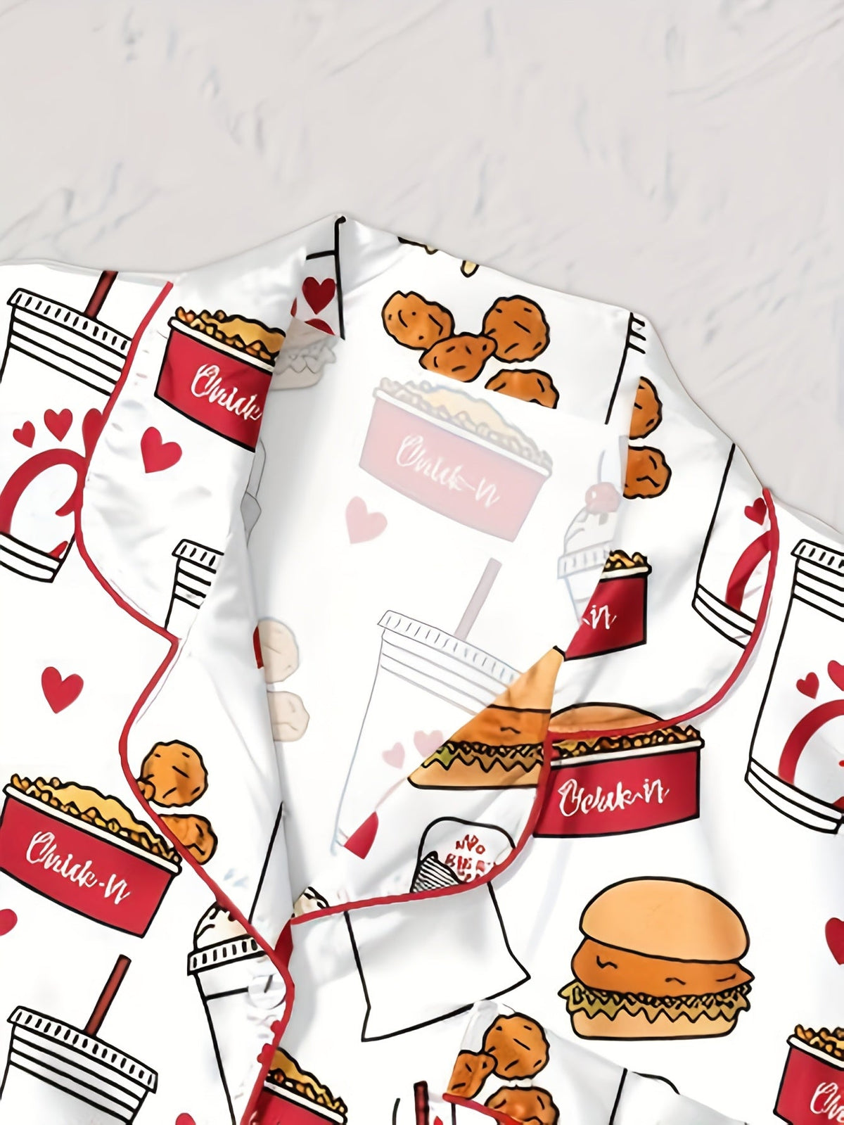 Snack Attack Satin Pajama Set 🍔🥤🍟