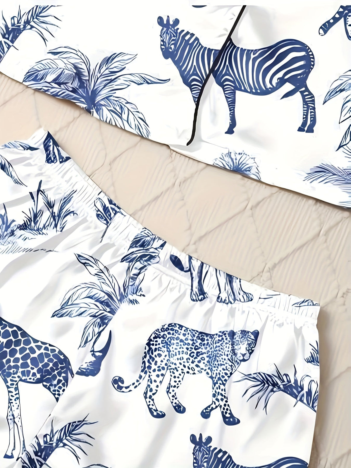 Safari Nights Jungle Print Nightwear Set (3-Piece Combo)