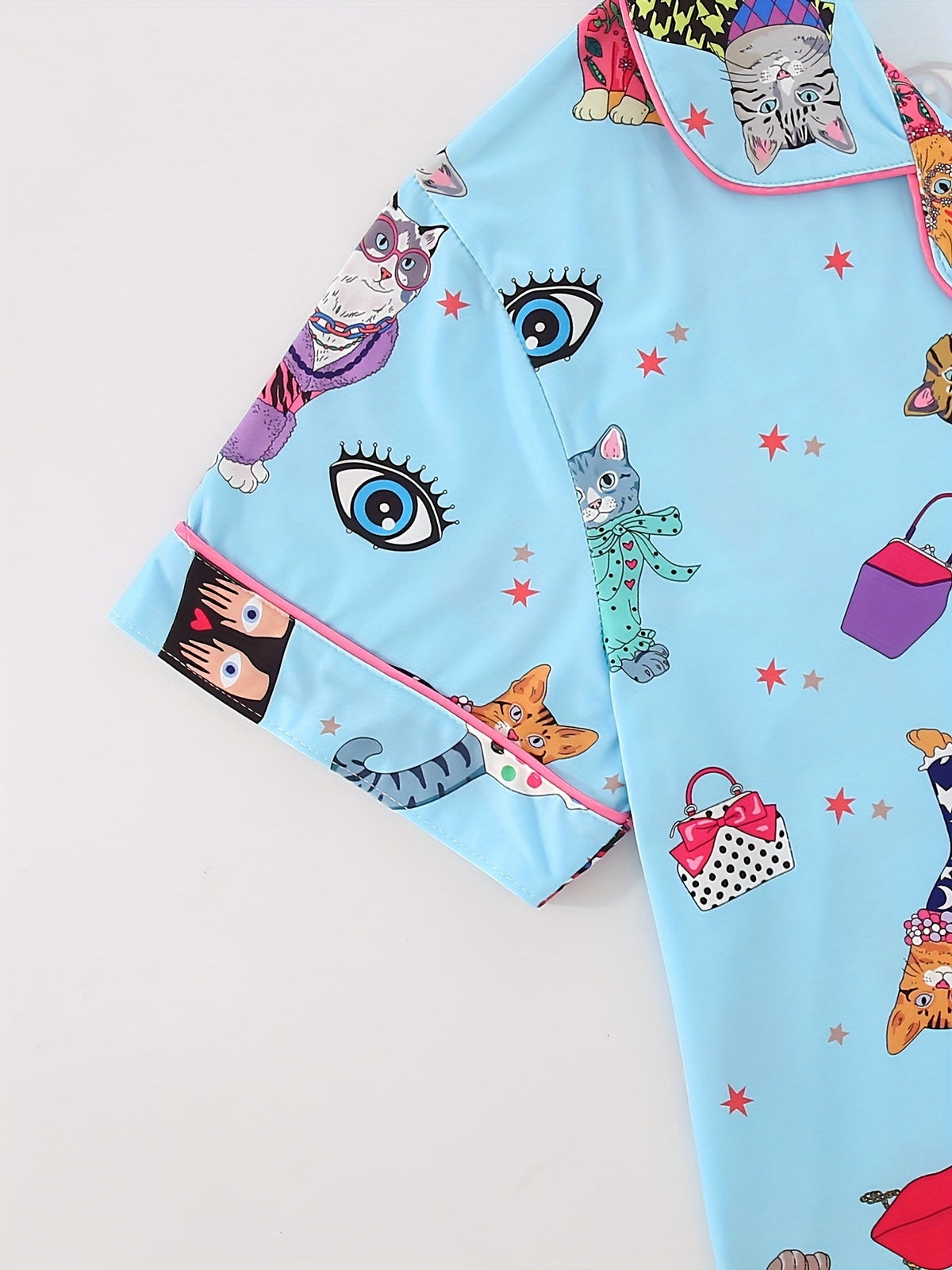 Quirky Cat Party Nightwear Set (3-Piece Combo)