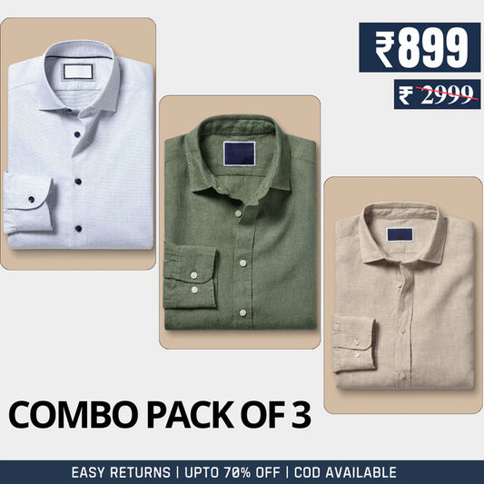 3-Pack of Premium Cotton Shirt  Combo