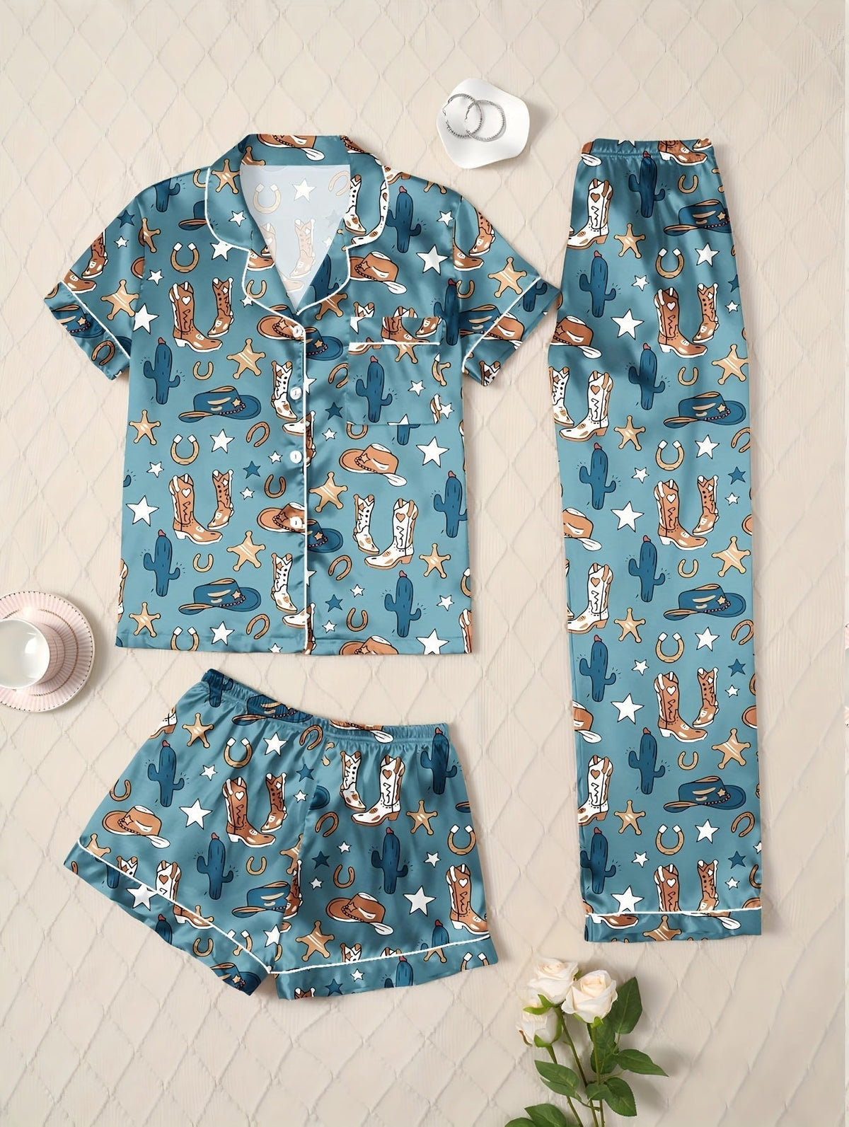 Wild West Vibes Nightwear Set (3-Piece Combo)