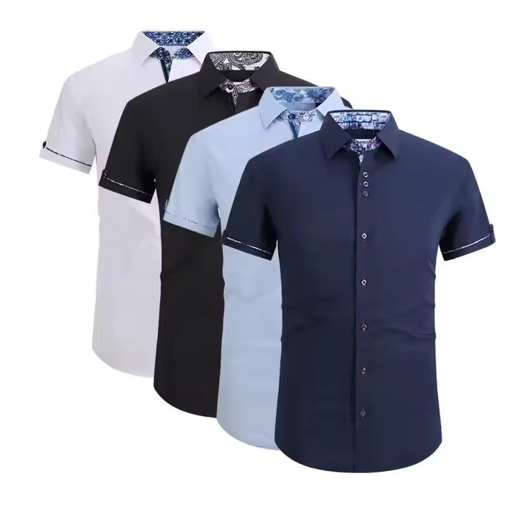 Fashion Men Button Down Shirts Casual Fit Short Sleeve Shirt (Pack of 4)
