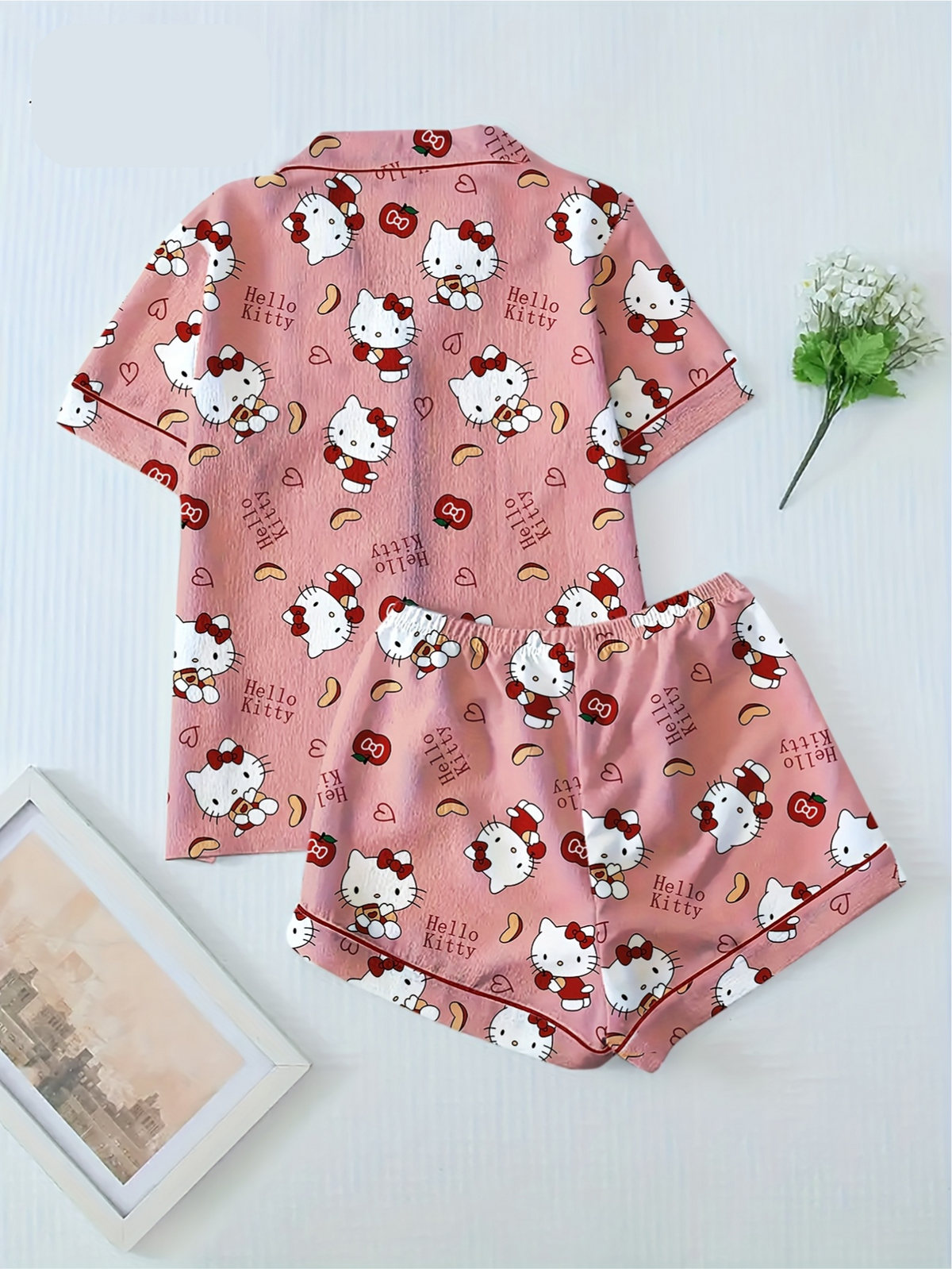 Hello Kitty Pink Pajama Set – Short Sleeve Shirt & Shorts