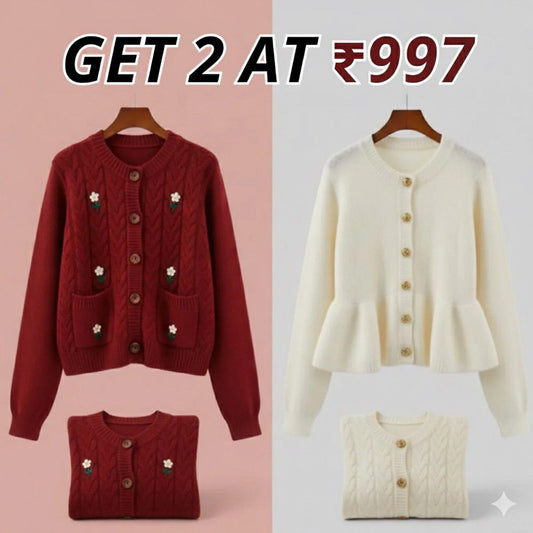 Winter Ready Combo Cardigan Duo | Lightweight Comfort |C0-02