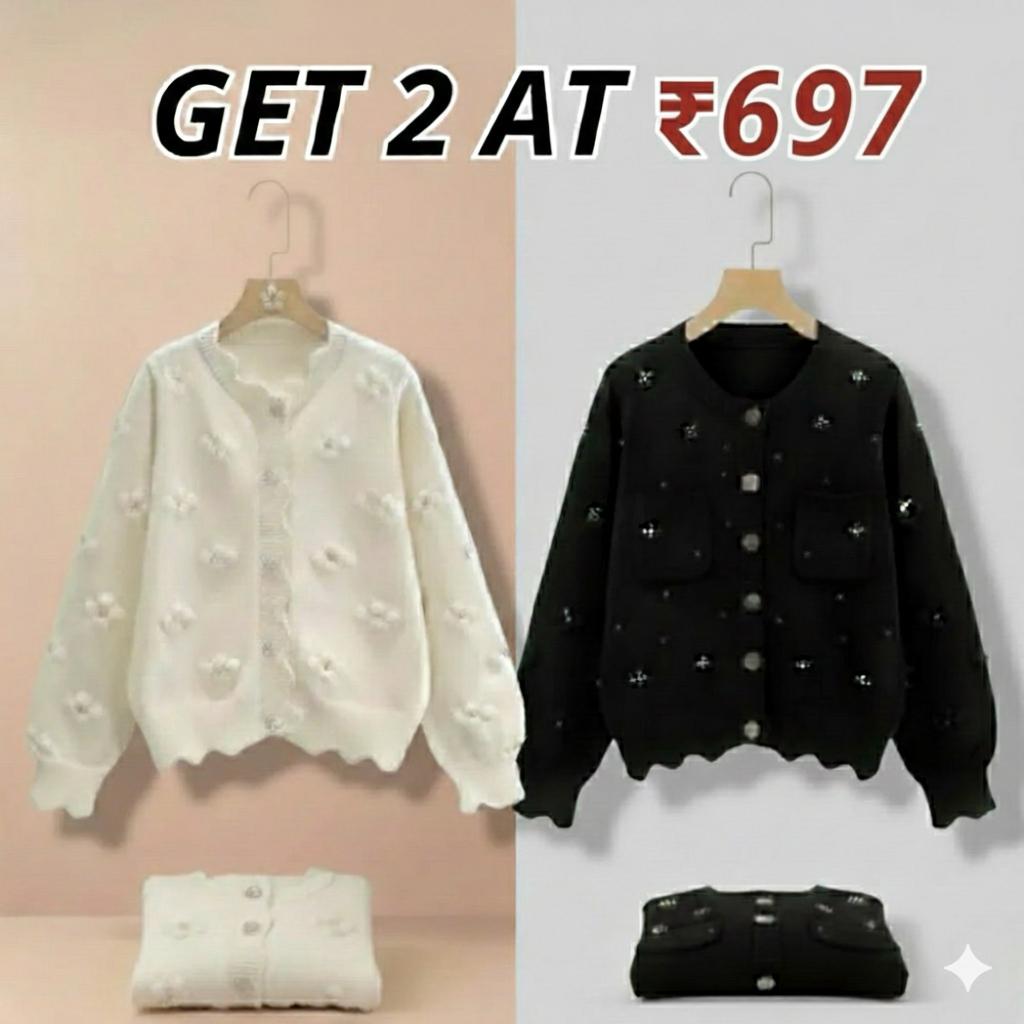 Combo Cardigans Pack of 2 - Double Warmth, One Price | Stylish & Cozy |C-09