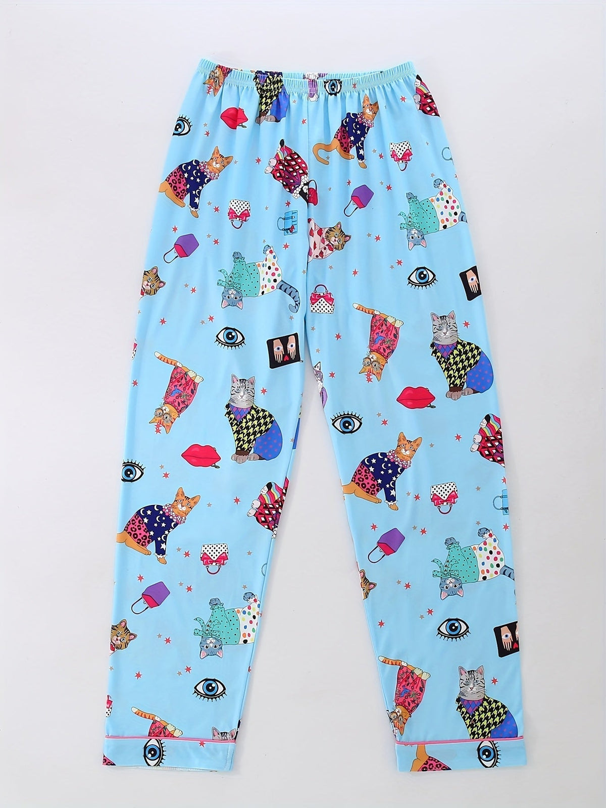 Quirky Cat Party Nightwear Set (3-Piece Combo)